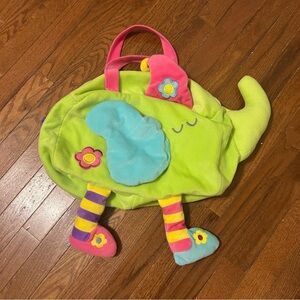 Vibrant Elephant Kids Bag with Pink and Blue Accents